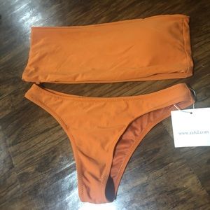 Orange bandeau bikini